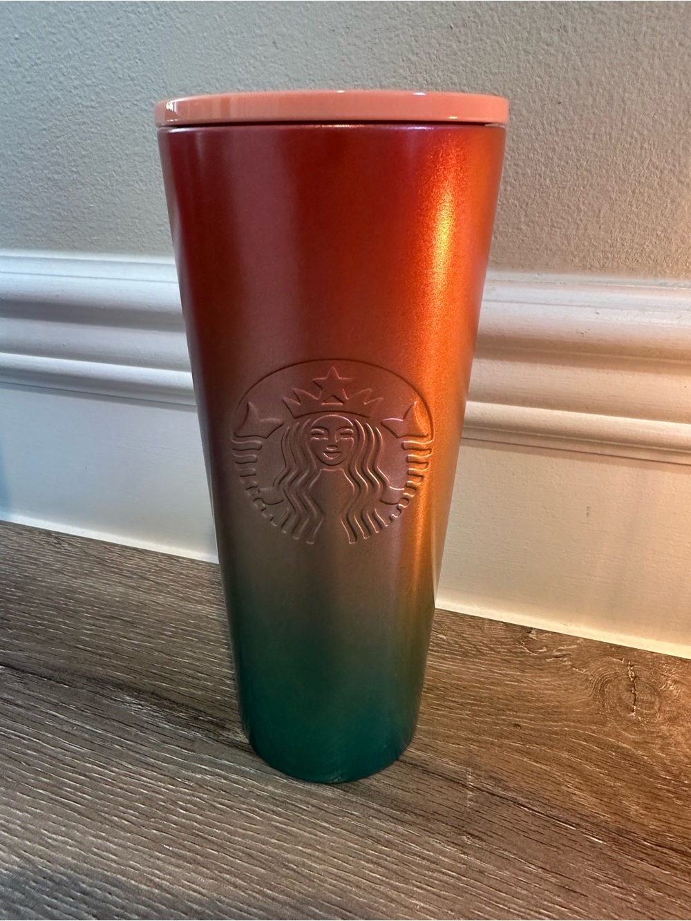 Starbucks Metallic Ombre Tumbler - Coral Orange to Teal Green